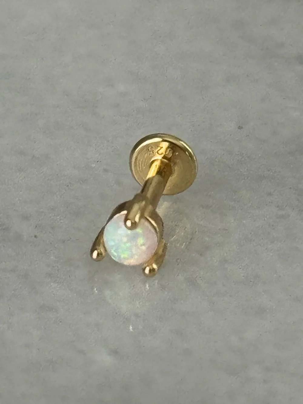 Gold Opal Round Small Cartilage Earring   Brand New  Gold Plated Sterling Silver
